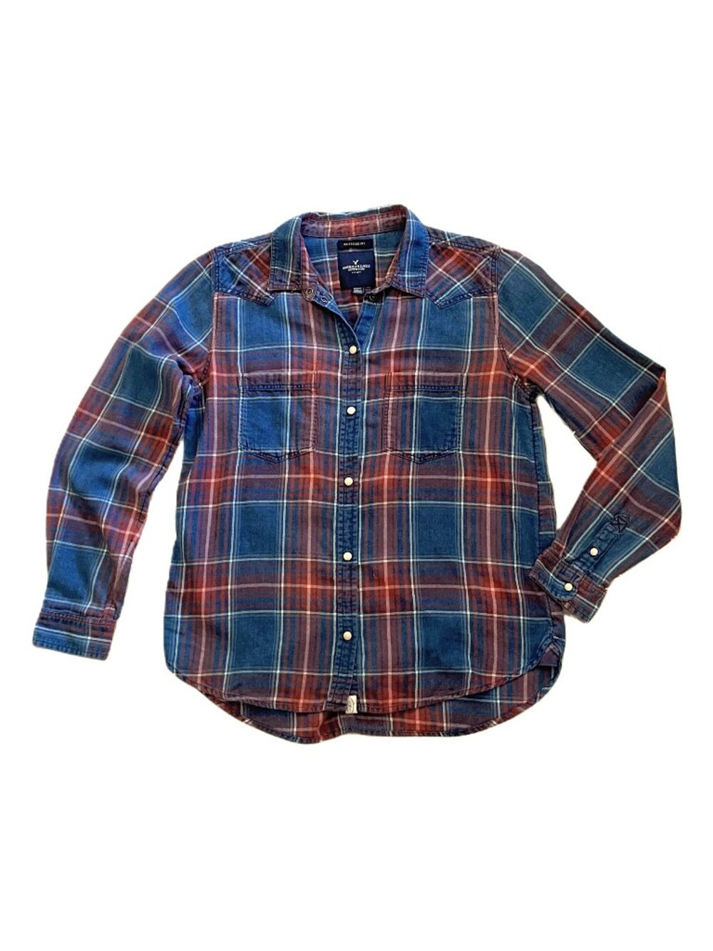 American Eagle Plaid Boyfriend Fit Button-down Shirt Size M